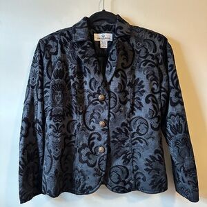 Erin London Jacquard Tapestry Blazer Jacket Boho Cropped